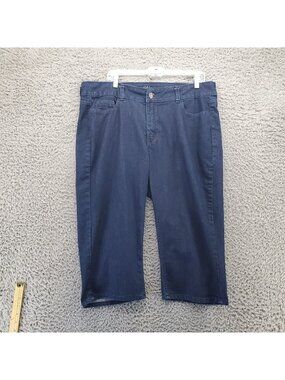 Riders By Lee Jeans Womens 18 Blue Denim 5-Pocket Stretch Capri